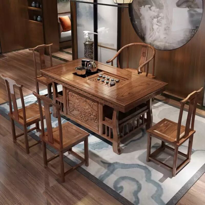 实木茶桌椅组合一体茶台新中式仿古功夫茶几办公室店面茶具泡茶桌