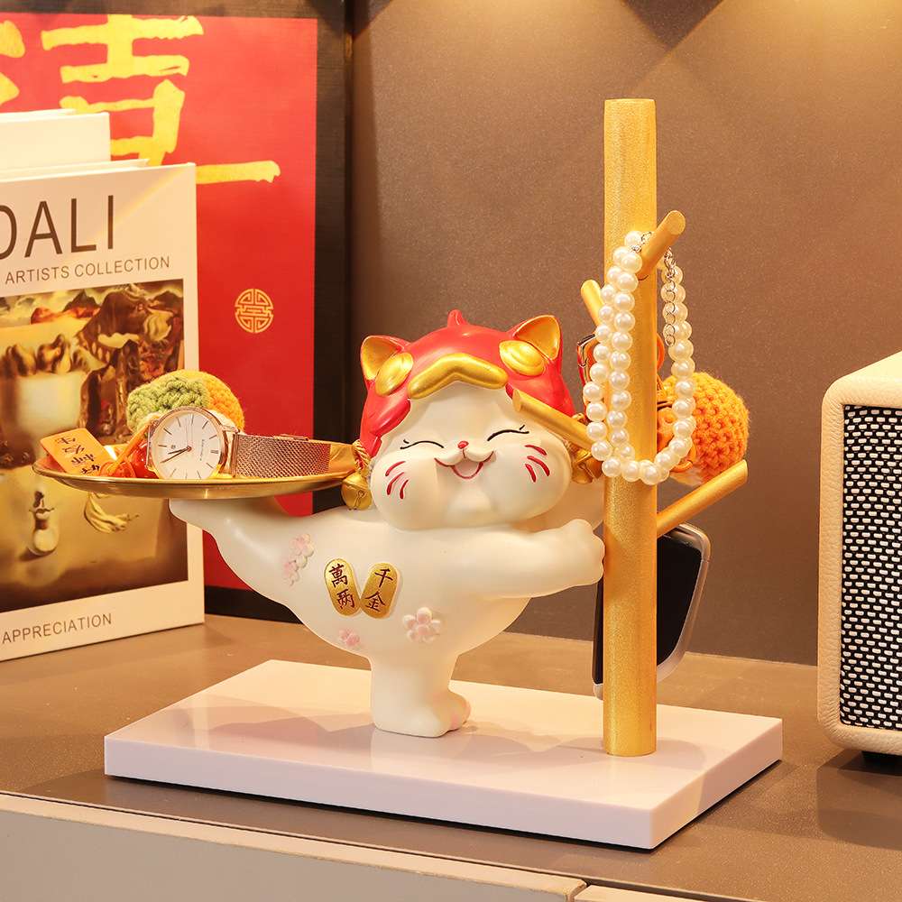 招财猫玄关钥匙收纳摆件家居装饰品入户门鞋柜置物架乔迁新居礼品