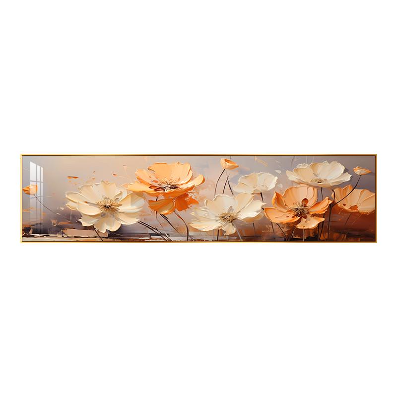 现代简约卧室床头装饰画客厅横版大幅花卉壁画肌理感主卧墙面挂画图片