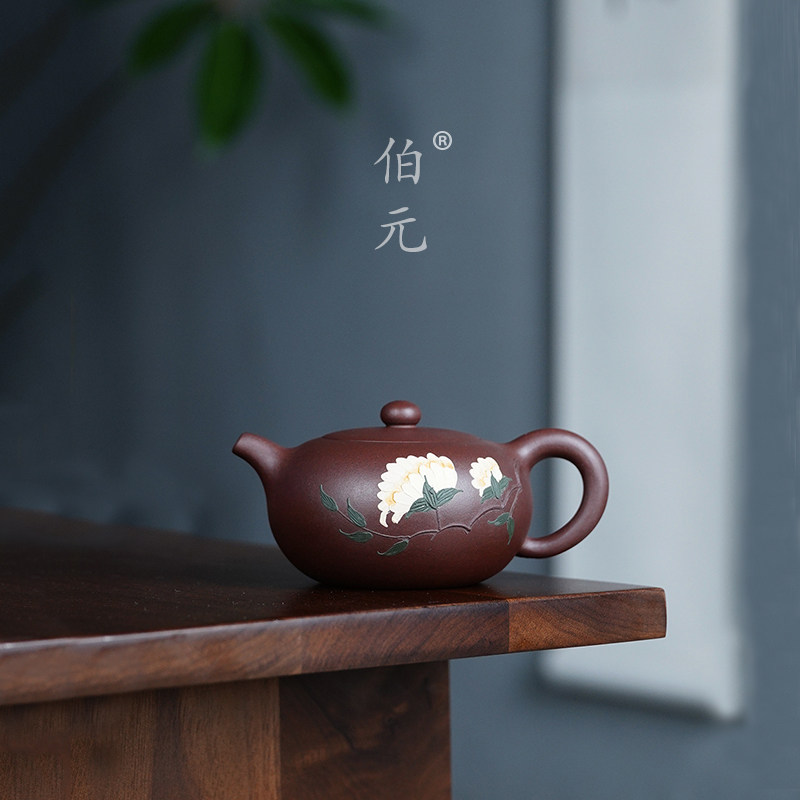泥绘扁玉伯元紫砂中式