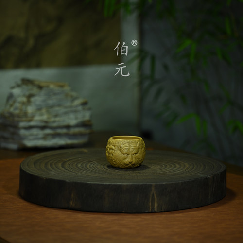 伯元中式浮雕紫砂国风原矿老虎杯