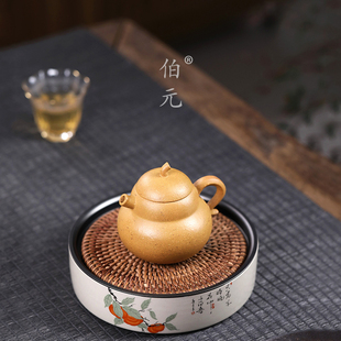 礼品泡茶器国风功夫茶具 宜兴紫砂壶原矿芝麻段泥葫芦壶中式 120ml