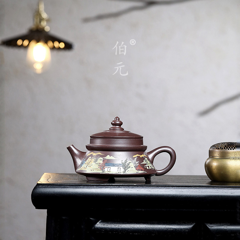 伯元中式紫砂泥绘宝塔手工