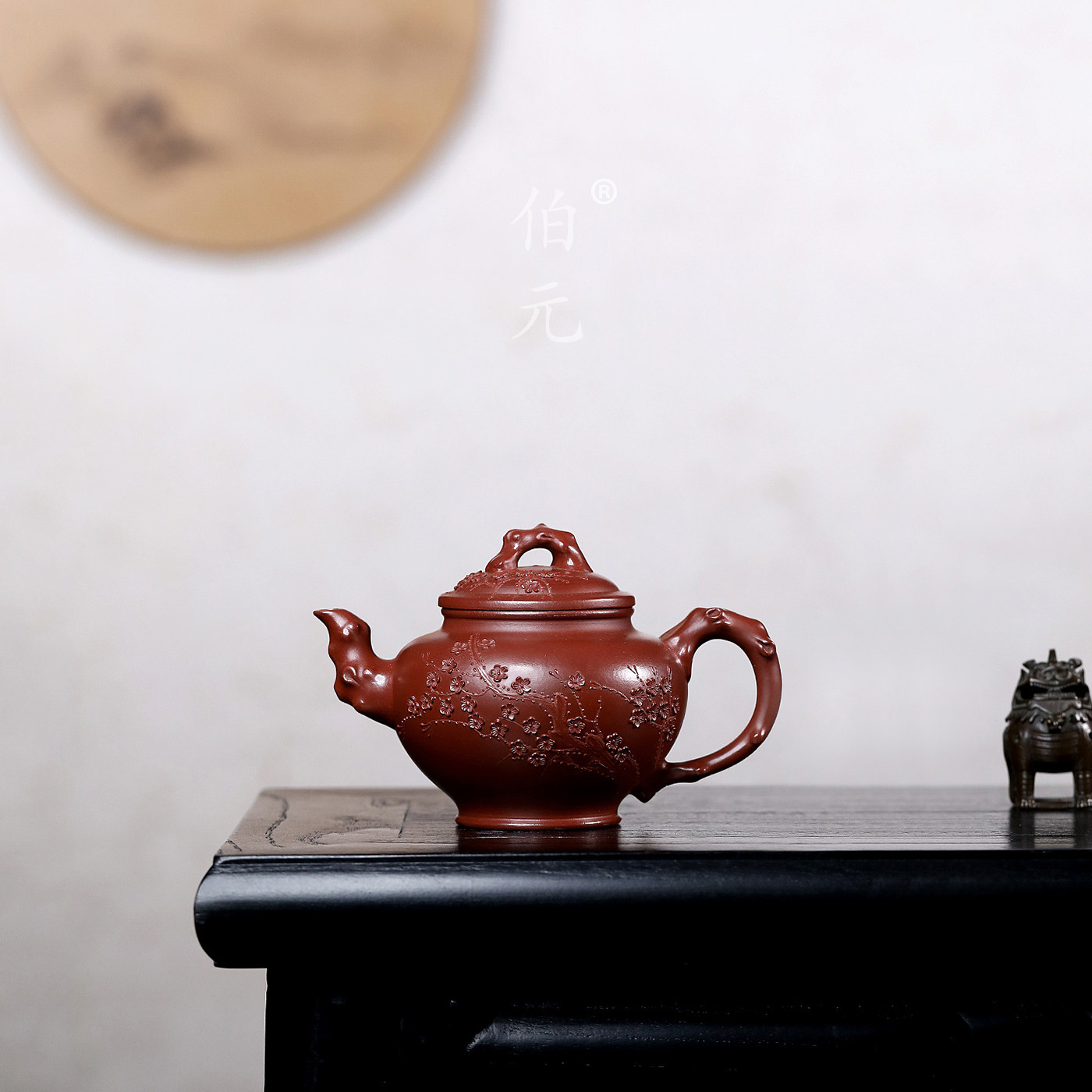 伯元中式紫砂贴花梅花报春