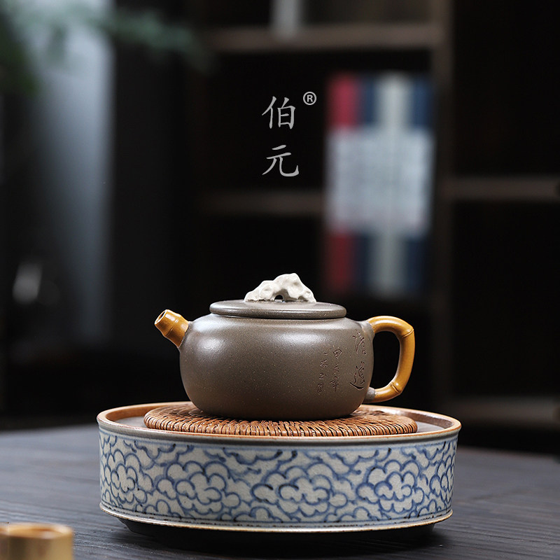 刻绘太湖石清逸伯元紫砂中式
