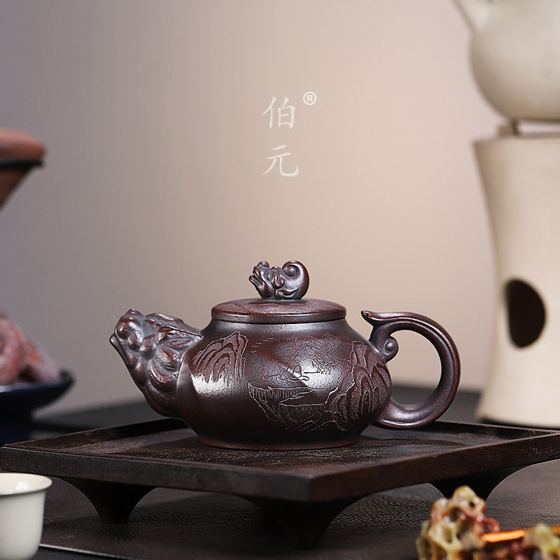 刻绘龙头老大伯元紫砂中式