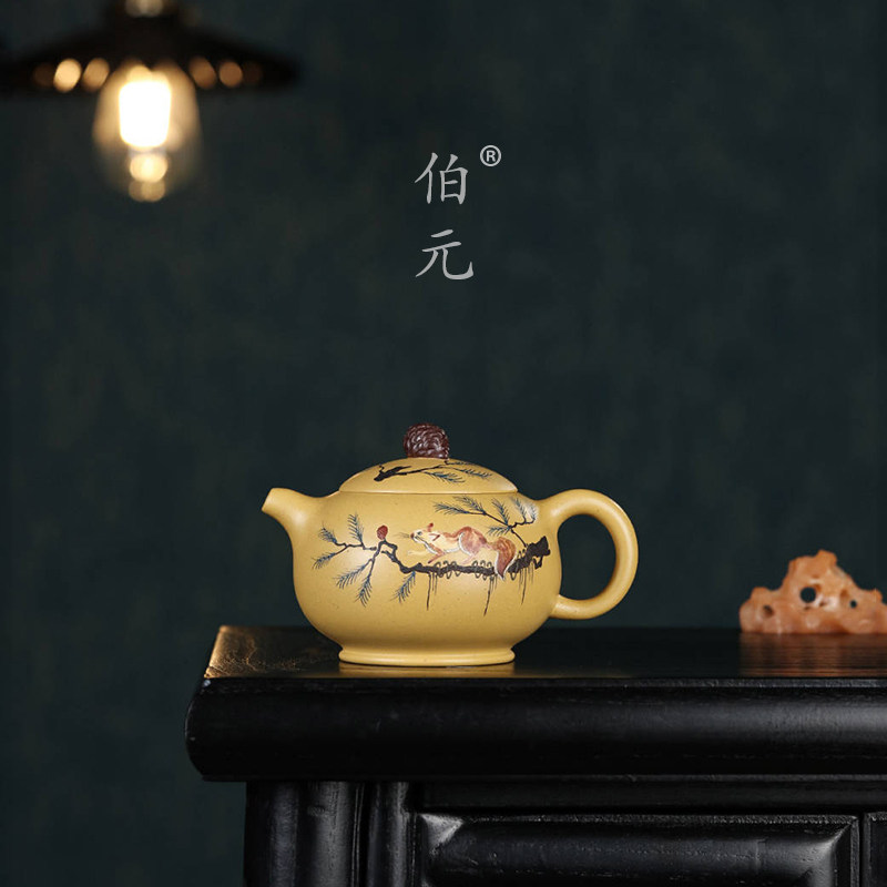 泥绘松趣伯元紫砂中式