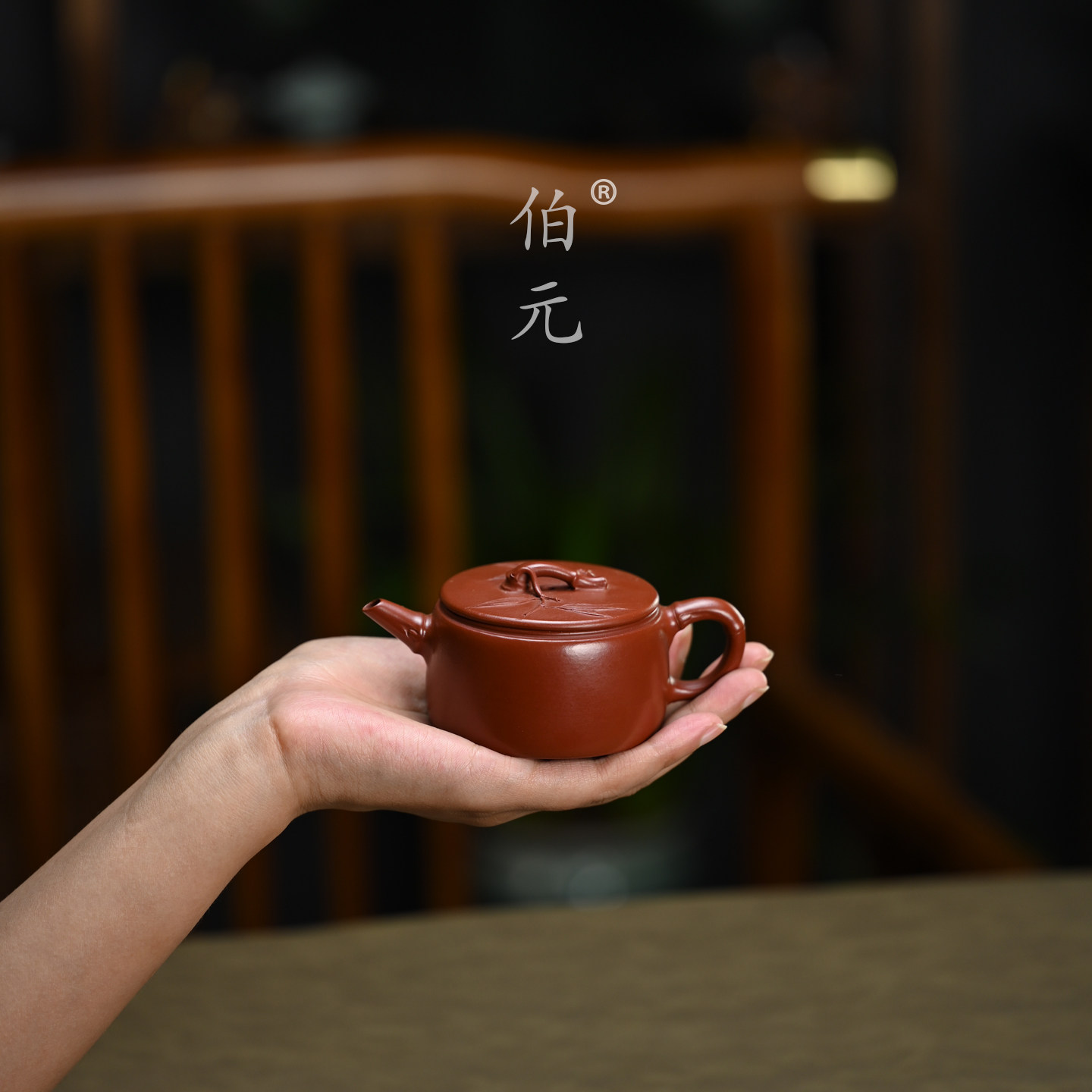 宜兴紫砂壶原矿朱泥竹叶小汉瓦全手工家用功夫茶具小品茶器 100ml