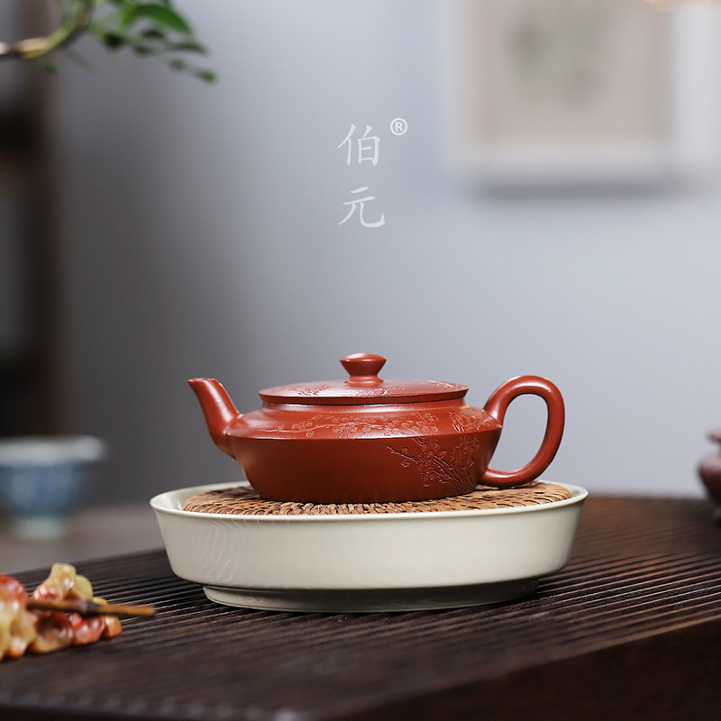 刻绘暗香水扁伯元紫砂中式
