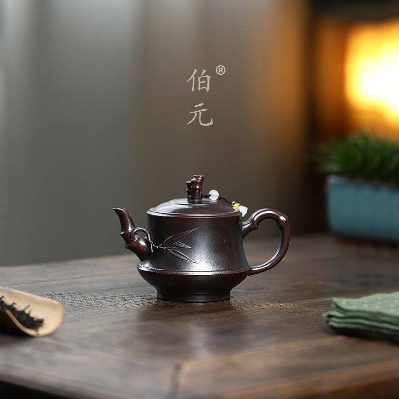 伯元中式紫砂贴竹叶竹段