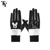 高尔夫女士手套冬季 保暖绒毛防寒户外骑行可触屏防滑跑步双手手套