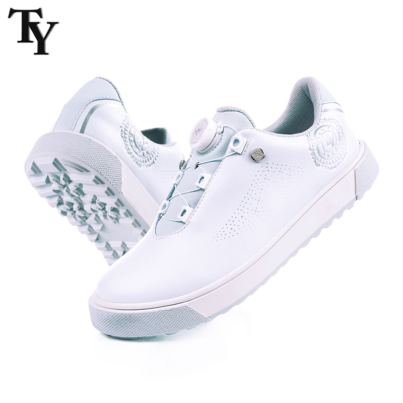 TY高尔夫女鞋白蓝色防滑防水