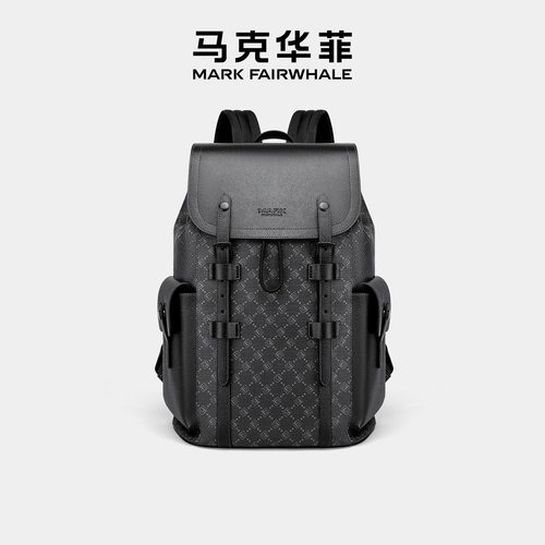 马克华菲品牌时尚商务双肩包大容量防水书包出差通勤背包电脑包