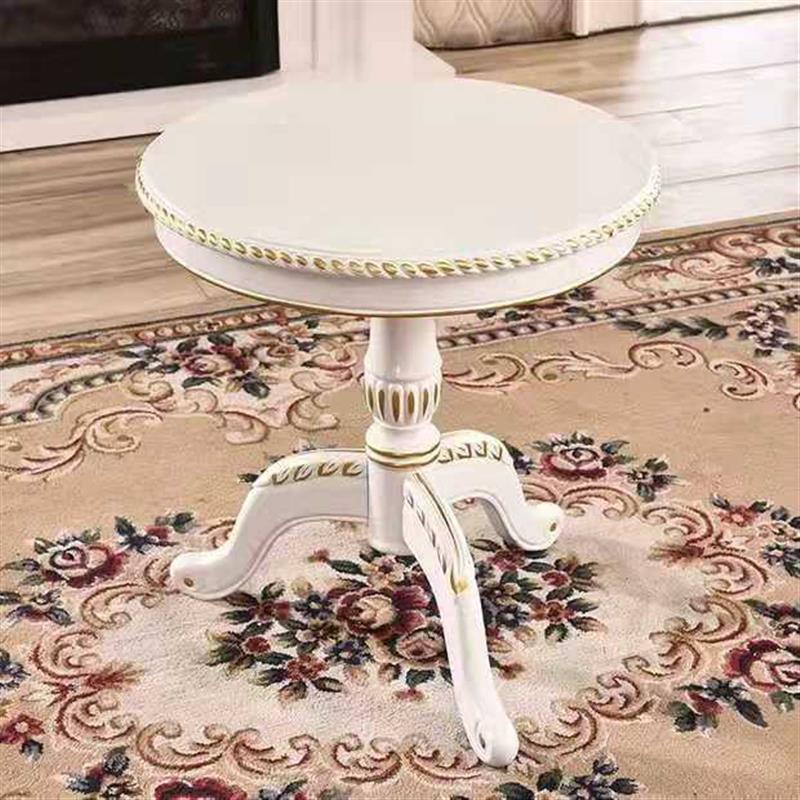 欧式实木圆茶几仿古白色角几小书桌 沙发边几小餐桌台