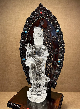 天然原矿白水晶妈祖娘娘摆件