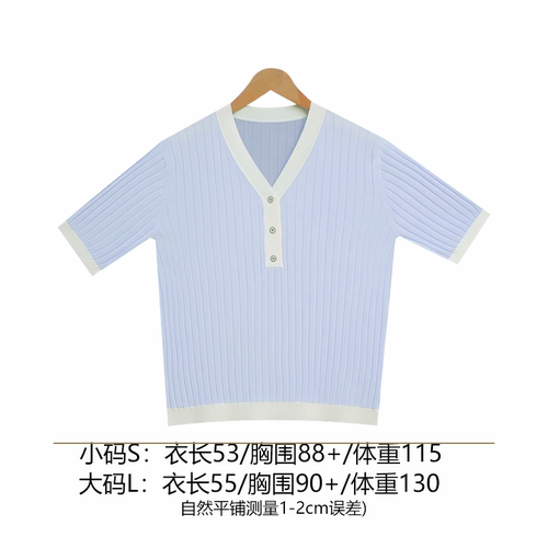 ED桑蚕丝天丝V领短袖上衣女亲肤冰爽时尚百搭2025