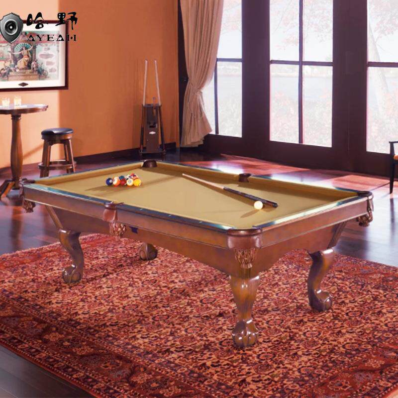 新款实木石板斯诺克台球桌美式桌球台雕花桌腿成人标准尺寸