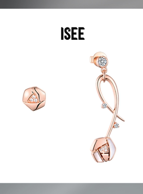 ISEEJewelry现货浪漫玫瑰不对称AB款百搭耳钉