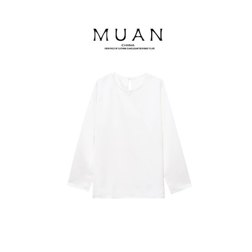 木岸muan月光打底定制气质宽松简约圆领休闲长袖上衣YJ-23388-1