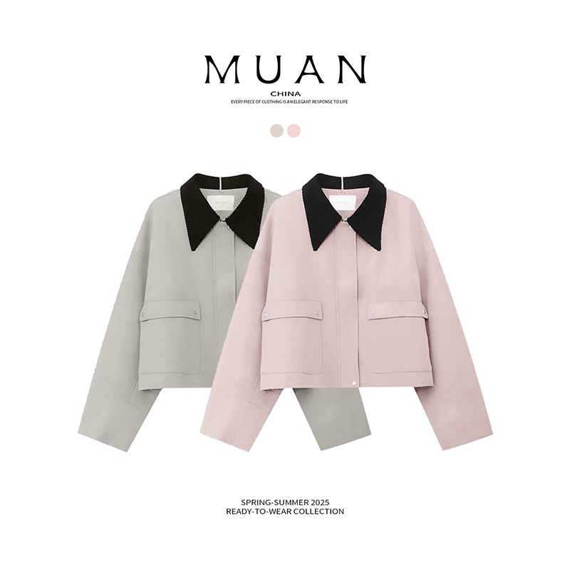 木岸muan巴洛克外套定制巴恩风翻领拼接宽松上衣外套女YJ-23769