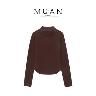 木岸muan玄月打底定制玄月领宽松300克上衣打底女D 6870 DG3