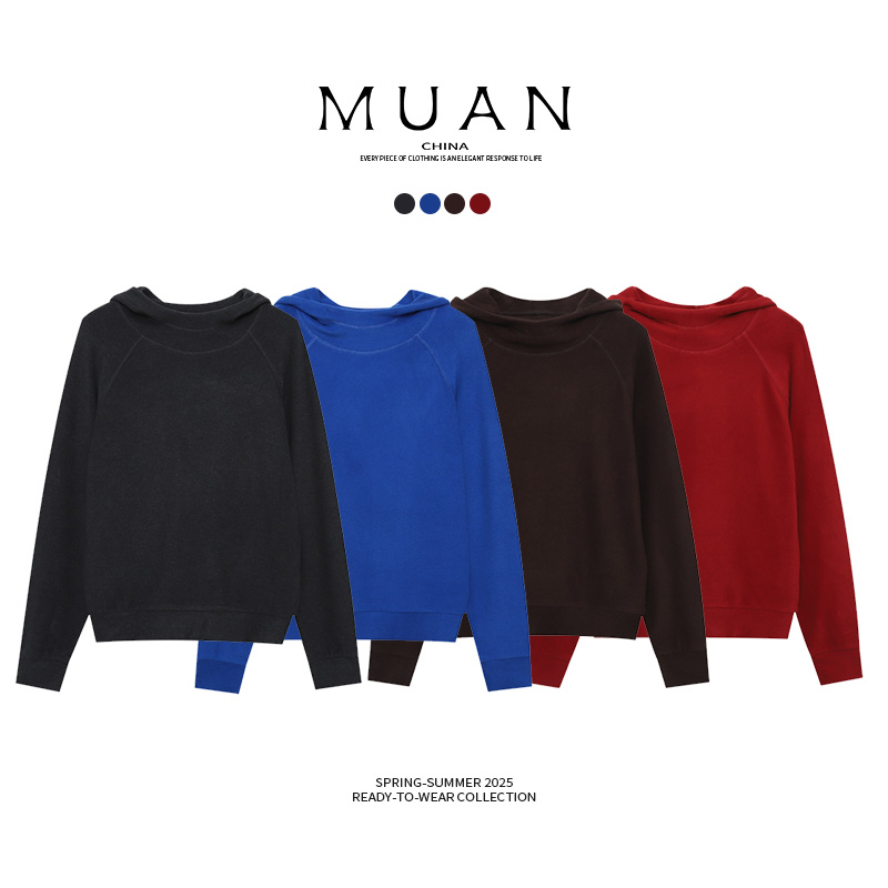 木岸muan连帽基础卫衣定制330克德绒连帽上衣保暖外套女YJ-23172