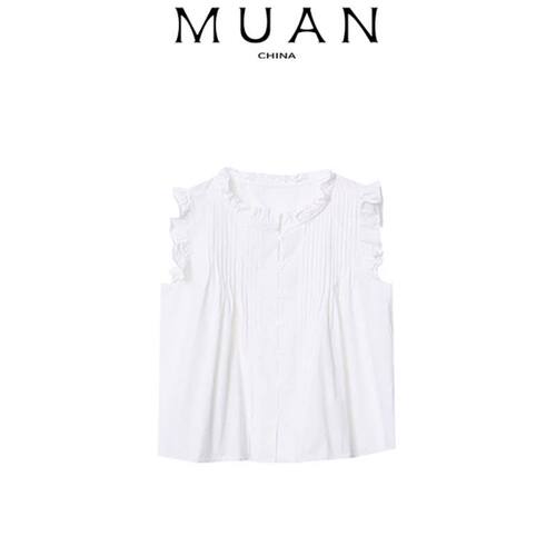 木岸muan恶作剧之吻夏季百搭简约韩系上衣小飞袖无袖T恤女AL-3368