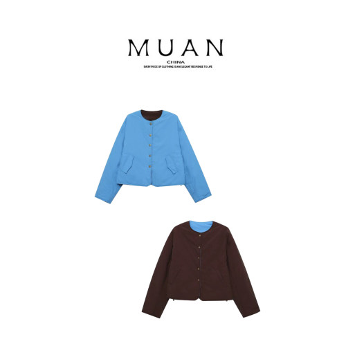 木岸muan阿克苏棉服百搭高级定制两面穿外套女D-DG3-6829