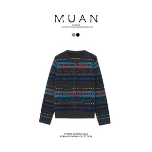 800 DG3 木岸muan阿勒泰毛衣定制100羊毛366克撞色保暖针织衫