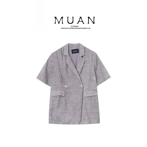 木岸muan悦己苎麻西装夏季新款自然百分苎麻西装外套女DS-2326