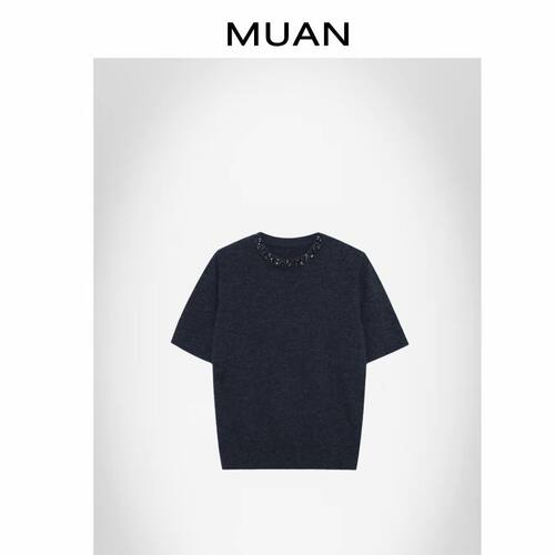 木岸muan斯嘉丽T春秋高级150克百搭简约上衣针织衫女D-DG3-156
