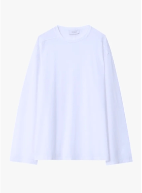 木岸muan治愈打底周末百搭极简圆领宽松长袖女100%纯棉t恤AL-3311