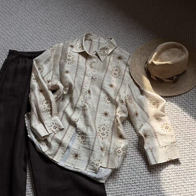 木岸muan古港味衬衫夏季定制百搭高级长袖百搭衬衫X-YJ-25219