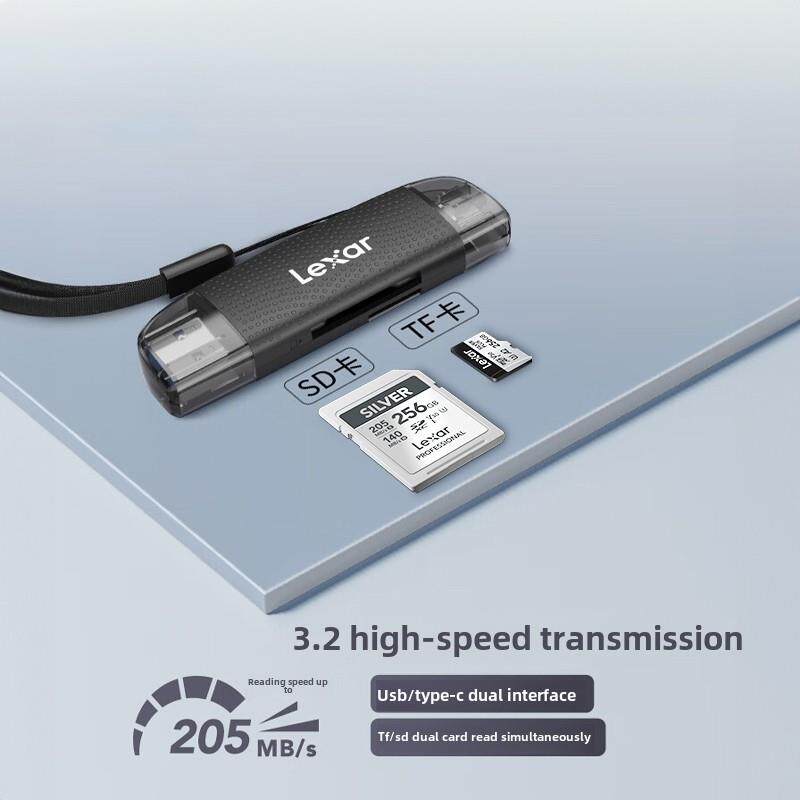 Lexar高速读卡器Tf/Sd 2合1 Usb3.2-A/C双接口手机和电脑两用
