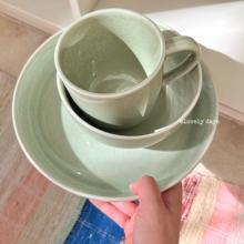 lovely days 北欧家居风明亮绿色质感陶瓷家用沙拉碗面碗水杯套组