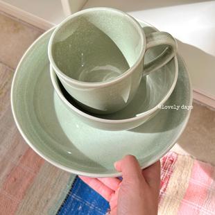 lovely 北欧家居风明亮绿色质感陶瓷家用沙拉碗面碗水杯套组 days