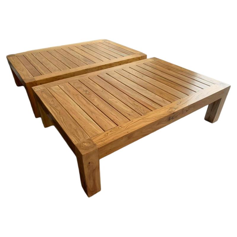 纯实木榻榻米床地炕地台矮床民宿现代简约老榆木无床头双单人床架