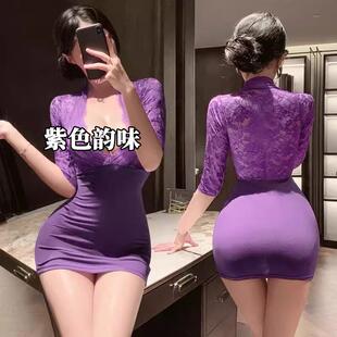 紫色修身性感纯欲吊带连衣裙子女春秋2025新款辣妹包臀裙qq短裙女