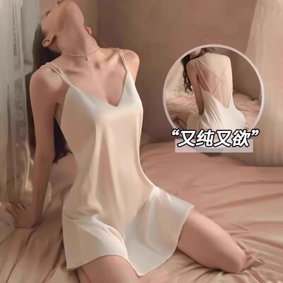 性感睡裙睡衣女2026年新款夏吊带纯欲蕾丝白色薄款法式冰丝家居服