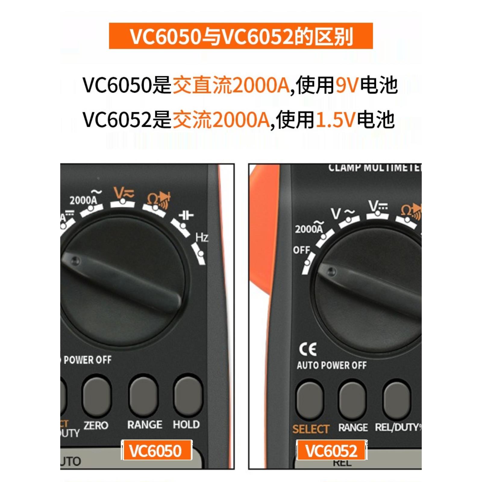 胜利数字钳形表VC6050数显式交直流钳型DM6015F万用表VC6052万能