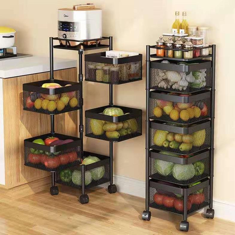 德国进口厨房蔬菜置物架多层落地圆形可旋转菜篮子水果转角沥水水