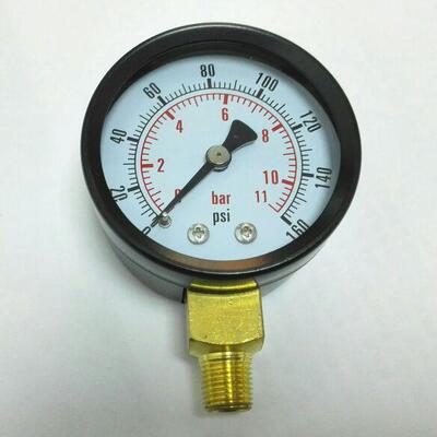 50mm 双刻度量程压力表 Y-50 压力 0-11bar 0-160psi 螺纹 npt1/8