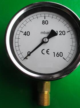 微压表 直径100mm YE100 0-160MBAR 膜盒压力表YE-100 0-160MBAR