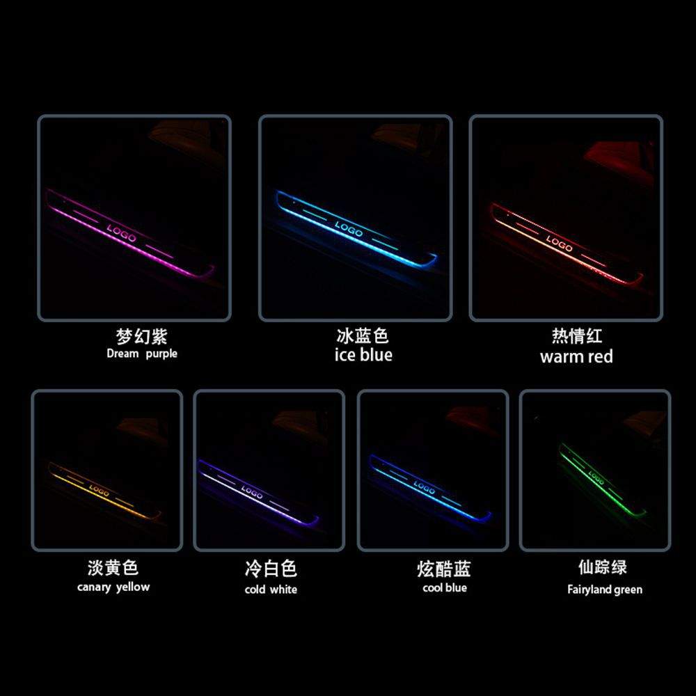 适用沃尔沃XC40 XC60 S60 S90幻彩流光跑马踏板魔术贴LED门槛灯
