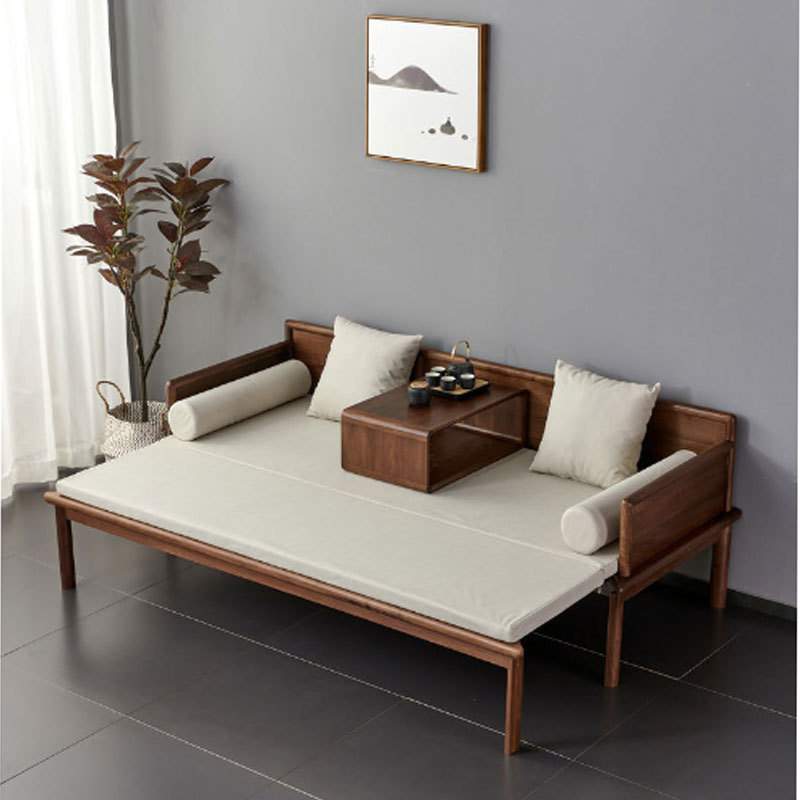 新中式实木推拉罗汉床黑胡桃木客厅大小户型沙发组合简约禅意床榻