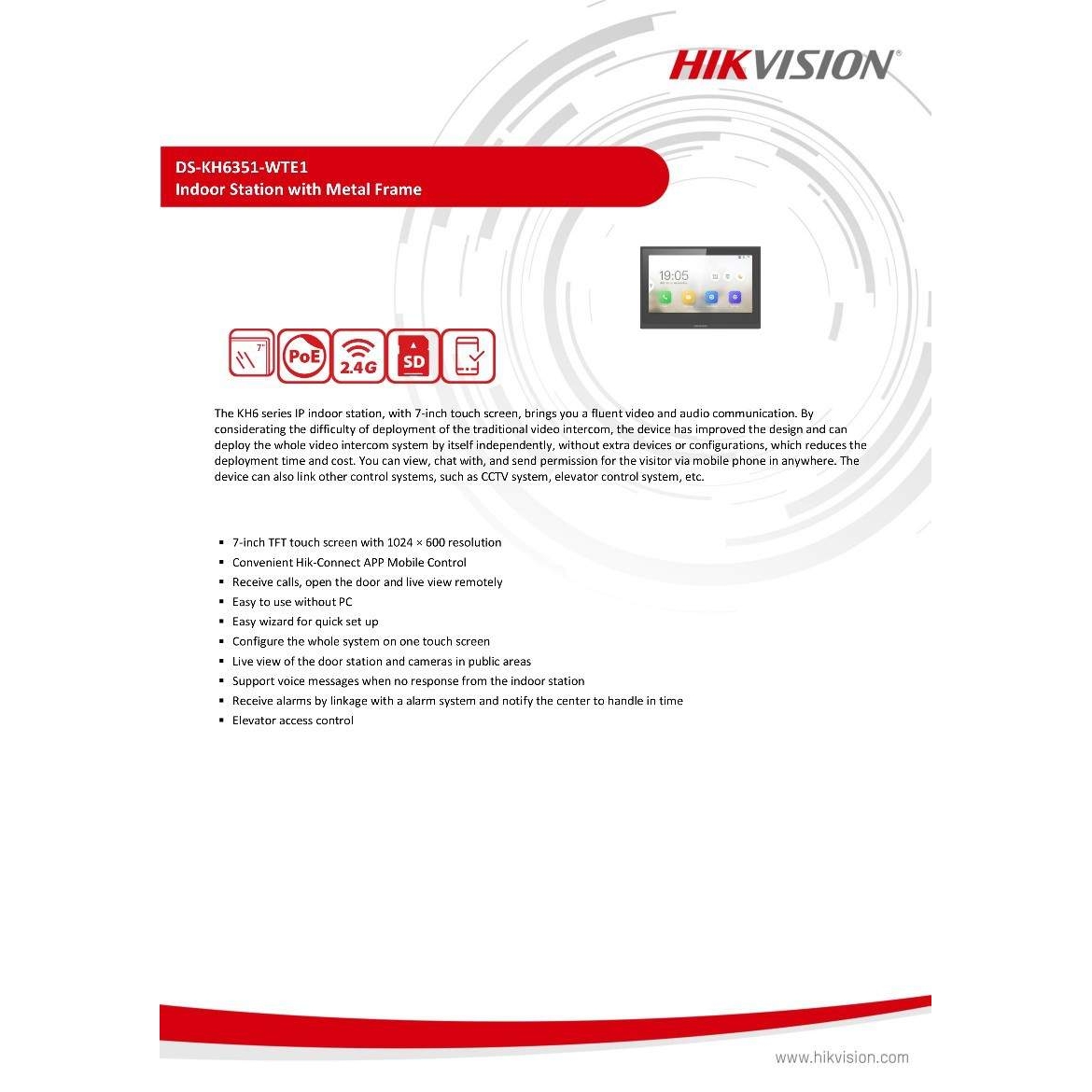 海康DS-KH6351-WTE1英文机Hikvision English video intercom