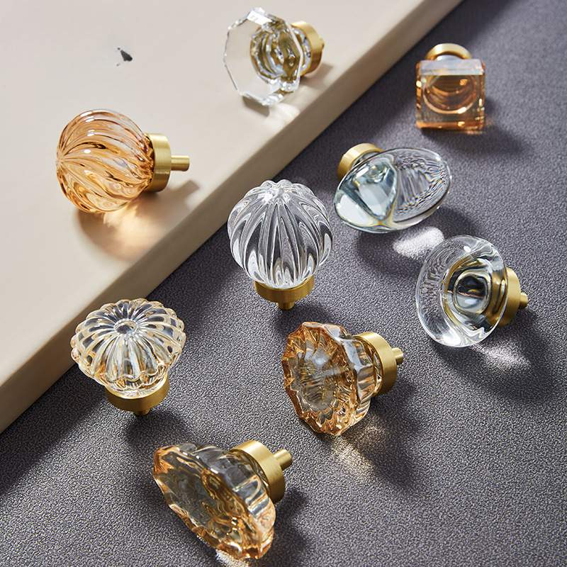水晶鸽子蛋香槟色抽屉衣柜门把手橱柜子轻奢现代简约透明欧式拉手