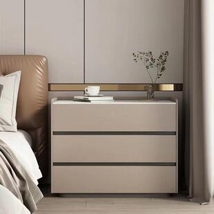 意式床头柜加宽床边柜斗柜简约网红轻奢极简皮艺现代卧室床头柜