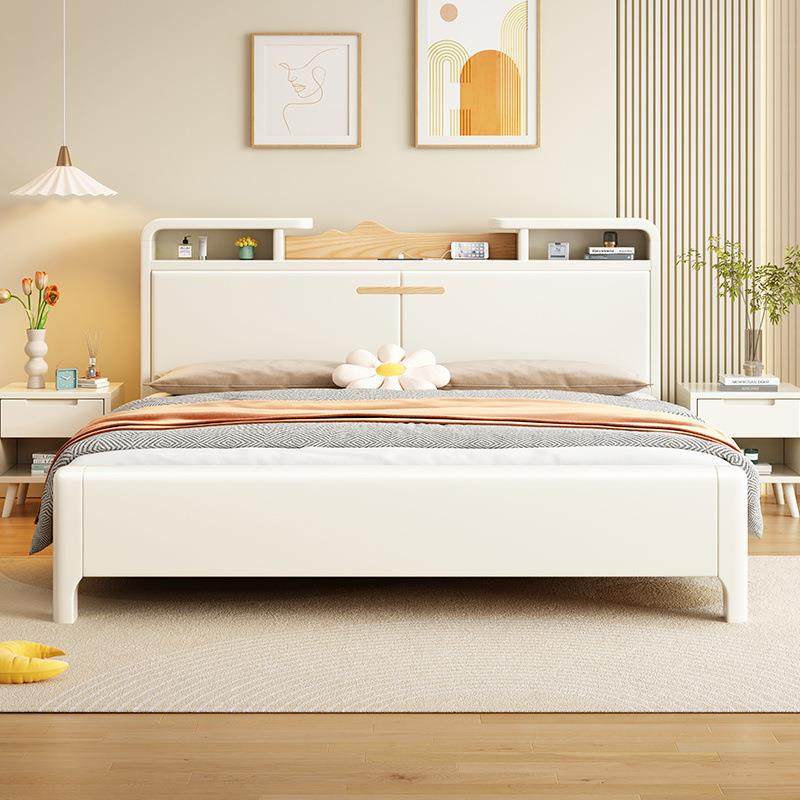 现代简约北欧奶油风实木床卧室双人大床高箱气压储物婚床,纺织面料/辅料/配套,纺织机械配件,淘宝优惠券,粉丝福利购,淘宝优惠卷