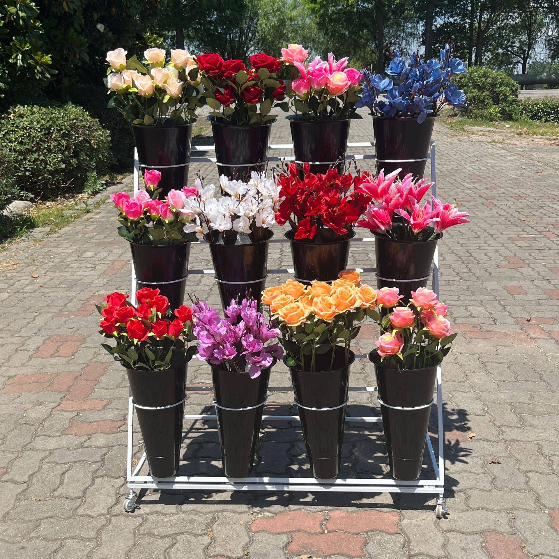 摆摊插花落地婚庆用品多层可移动花架花店鲜花货架